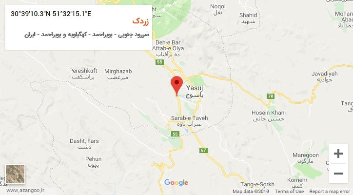 روستای زردک بر روی نقشه