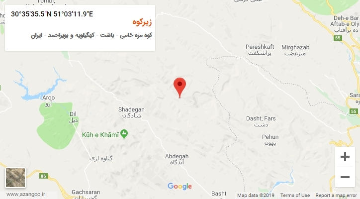 روستای زیرکوه بر روی نقشه