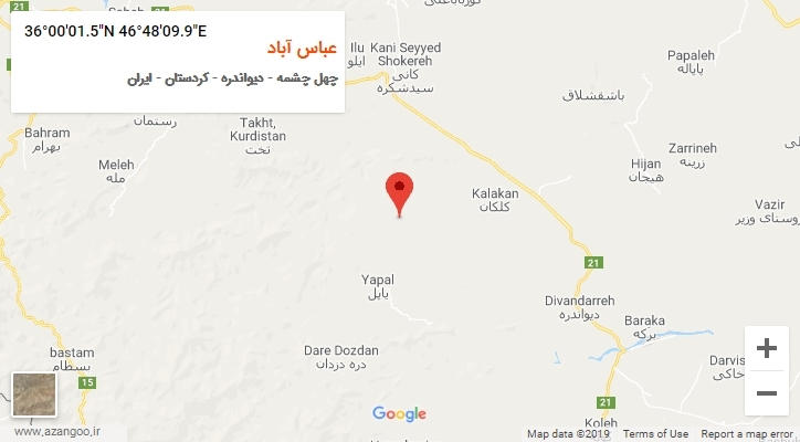 روستای عباس آباد بر روی نقشه