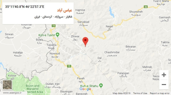 روستای عباس آباد بر روی نقشه