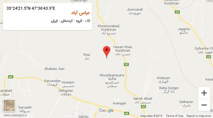 روستای عباس آباد بر روی نقشه