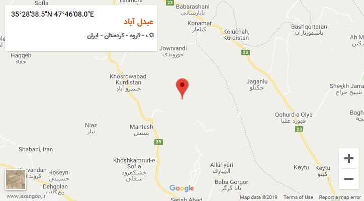 روستای عبدل آباد بر روی نقشه