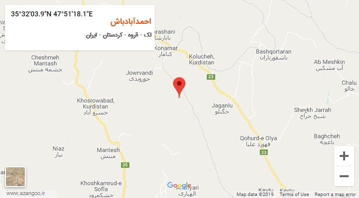 روستای احمدآبادباش بر روی نقشه