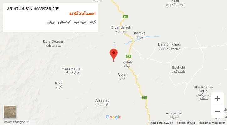 روستای احمدآبادگلانه بر روی نقشه
