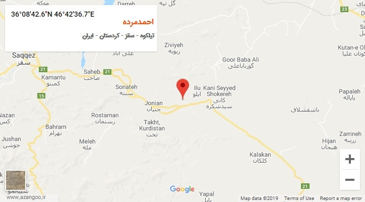 روستای احمدمرده بر روی نقشه