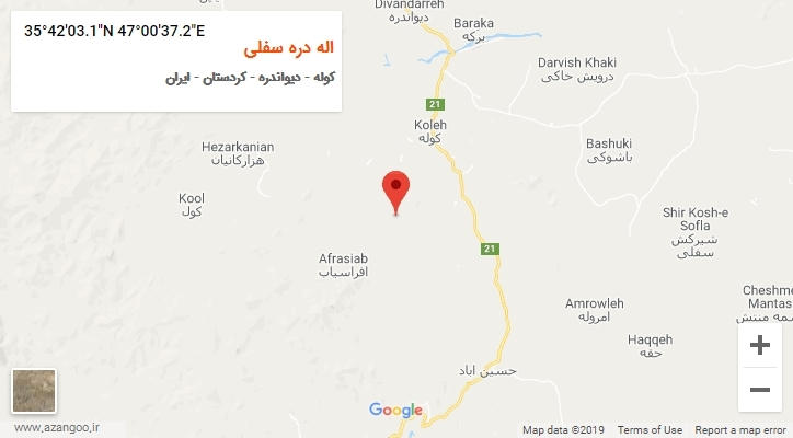 روستای اله دره سفلی بر روی نقشه