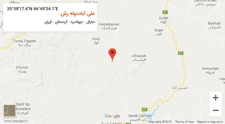 روستای علی آباددوله رش بر روی نقشه