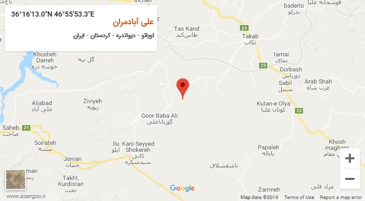 روستای علی آبادمران بر روی نقشه