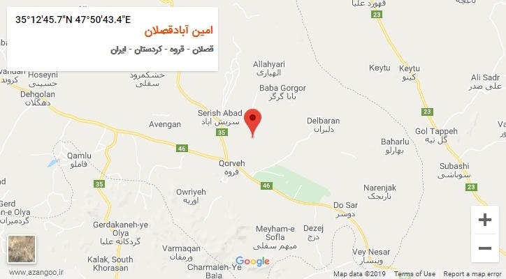 روستای امین آبادقصلان بر روی نقشه