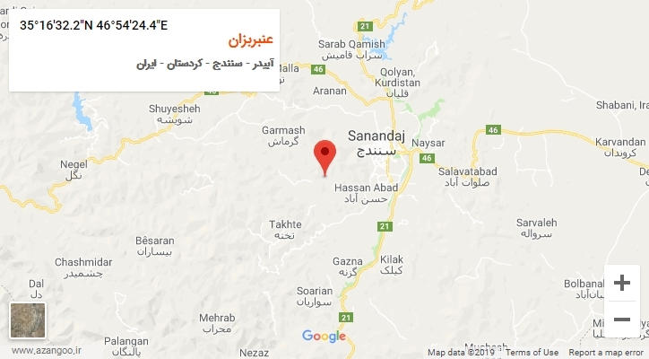روستای عنبربزان بر روی نقشه