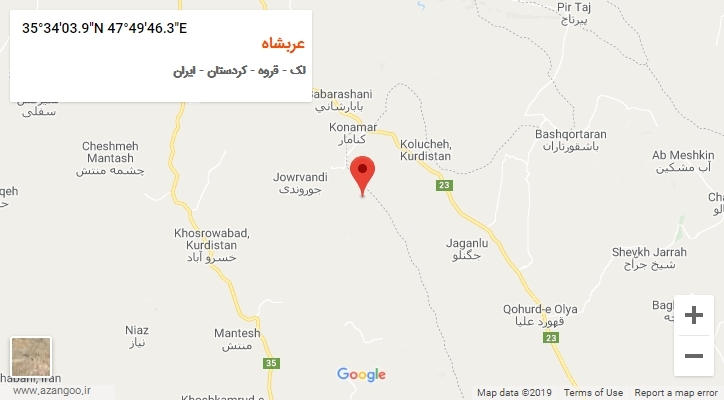 روستای عربشاه بر روی نقشه