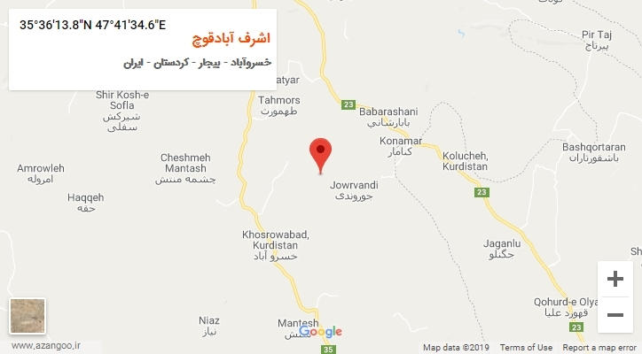 روستای اشرف آبادقوچ بر روی نقشه