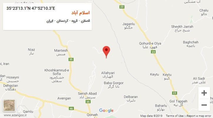 روستای اسلام آباد بر روی نقشه