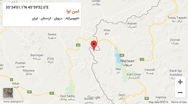 روستای اسن اوا بر روی نقشه