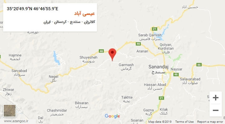 روستای عیسی آباد بر روی نقشه