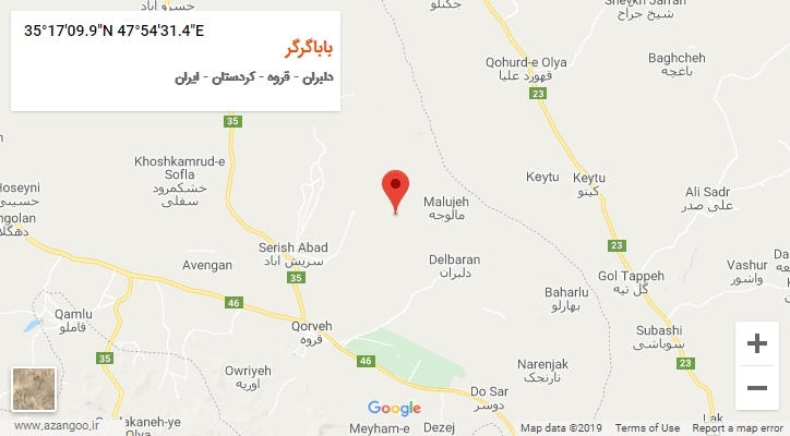 روستای باباگرگر بر روی نقشه
