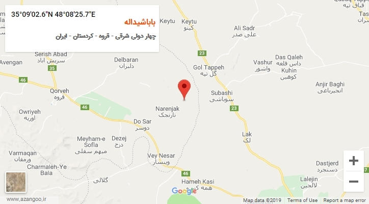 روستای باباشیداله بر روی نقشه