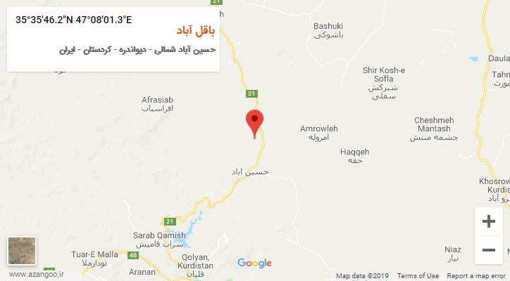 روستای باقل آباد بر روی نقشه