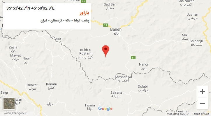 روستای باراور بر روی نقشه