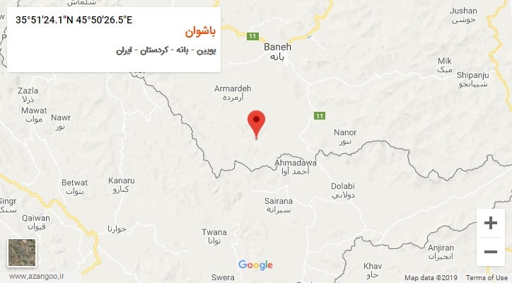 روستای باشوان بر روی نقشه