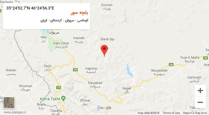 روستای بلچه سور بر روی نقشه