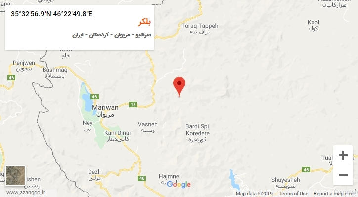 روستای بلکر بر روی نقشه