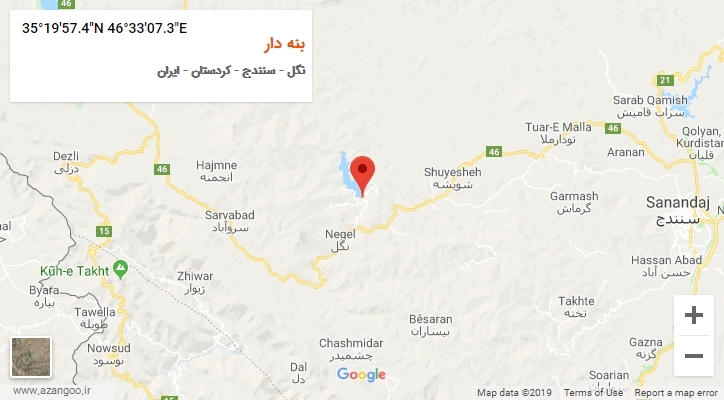 روستای بنه دار بر روی نقشه