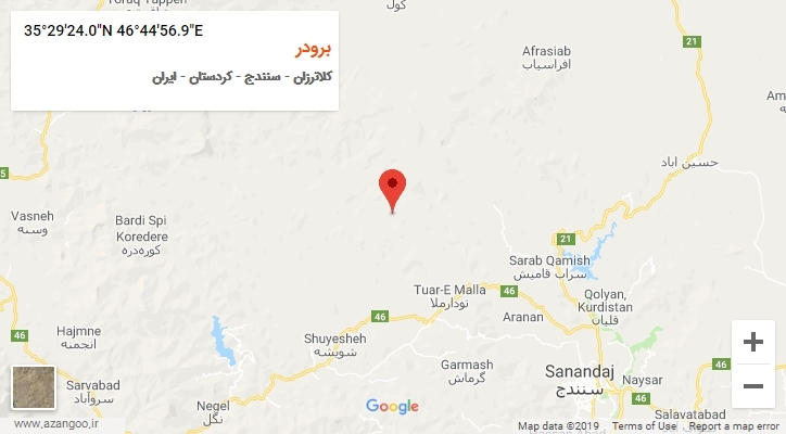 روستای برودر بر روی نقشه