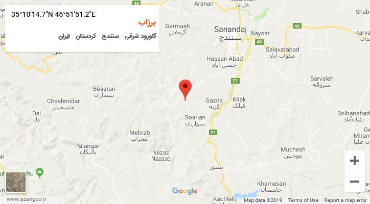 روستای برزاب بر روی نقشه
