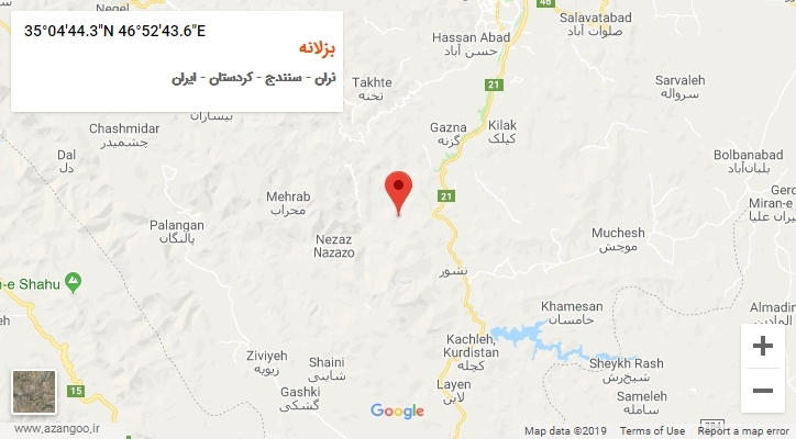 روستای بزلانه بر روی نقشه