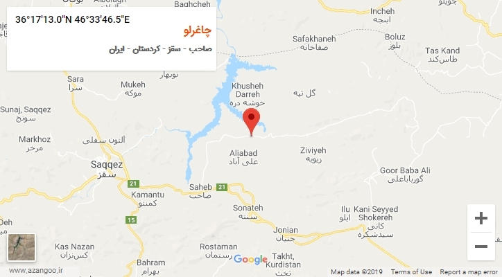 روستای چاغرلو بر روی نقشه