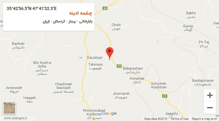 روستای چشمه ادینه بر روی نقشه