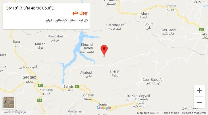 روستای چول ملو بر روی نقشه
