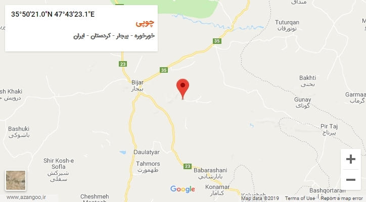 روستای چوپی بر روی نقشه