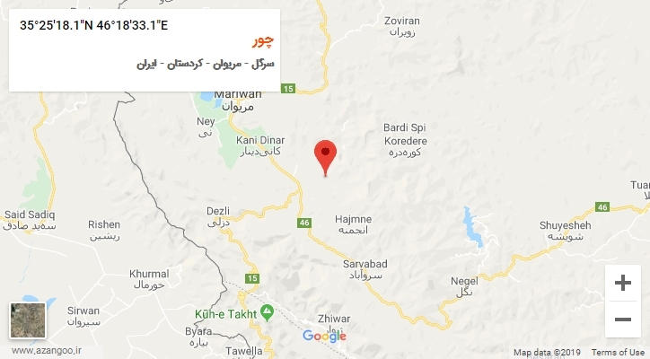 روستای چور بر روی نقشه