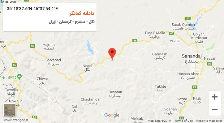 روستای دادانه کمانگر بر روی نقشه