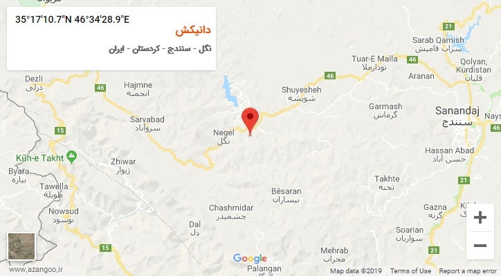 روستای دانیکش بر روی نقشه