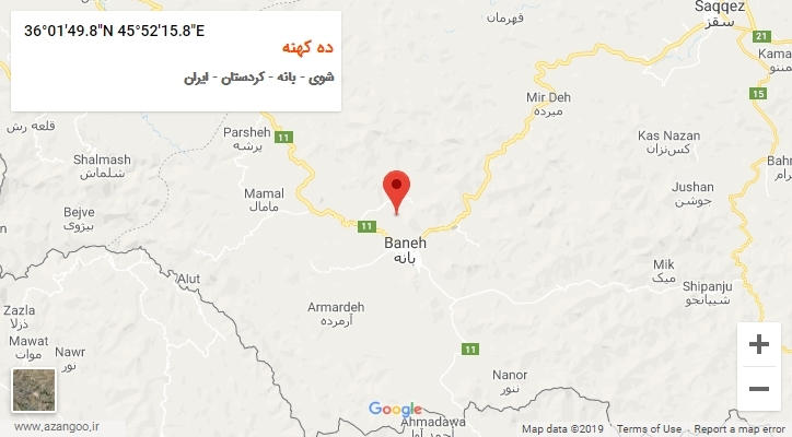 روستای ده کهنه بر روی نقشه