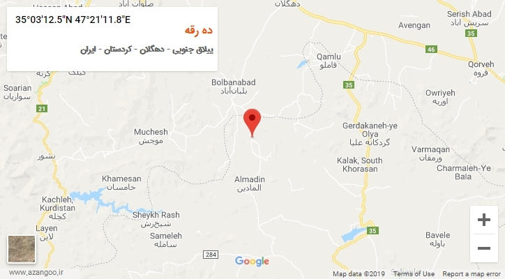 روستای ده رقه بر روی نقشه