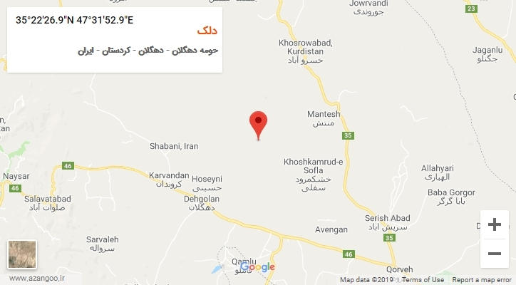 روستای دلک بر روی نقشه