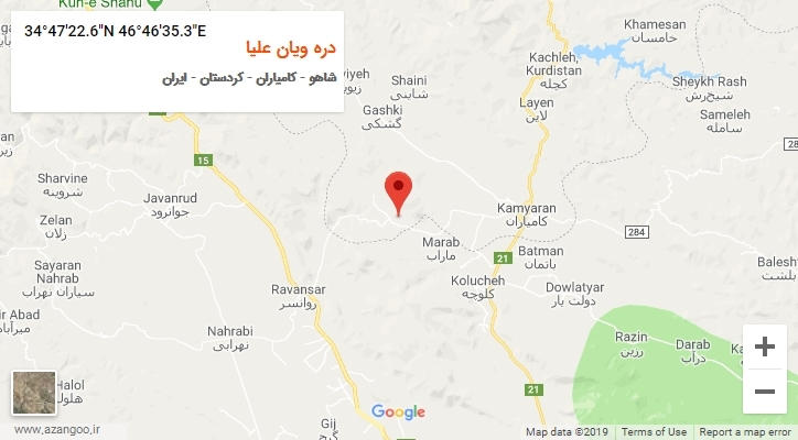 روستای دره ویان علیا بر روی نقشه