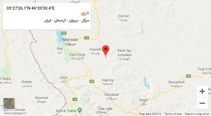 روستای دری بر روی نقشه