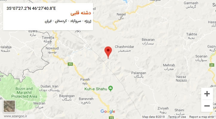 روستای دشته قلبی بر روی نقشه