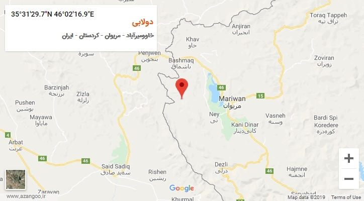 روستای دولابی بر روی نقشه