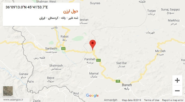 روستای دول ارزن بر روی نقشه