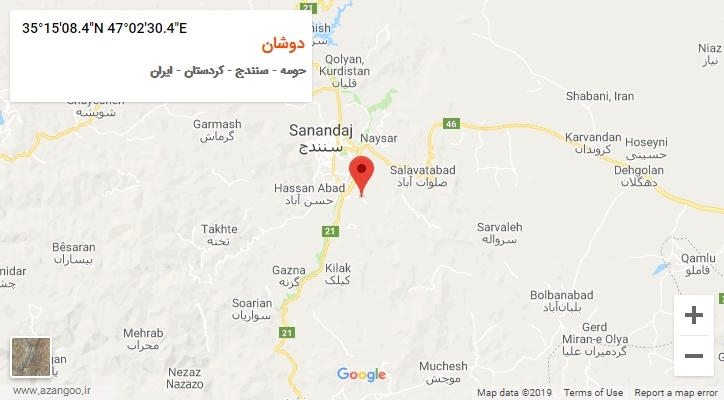 روستای دوشان بر روی نقشه