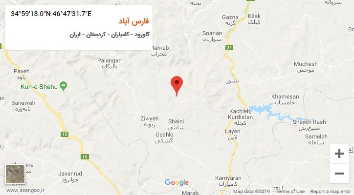 روستای فارس آباد بر روی نقشه