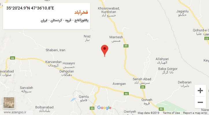 روستای فخرآباد بر روی نقشه