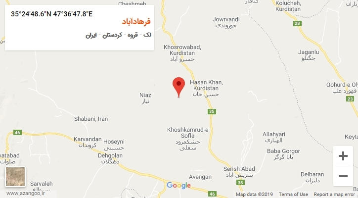 روستای فرهادآباد بر روی نقشه