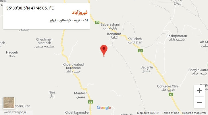 روستای فیروزآباد بر روی نقشه